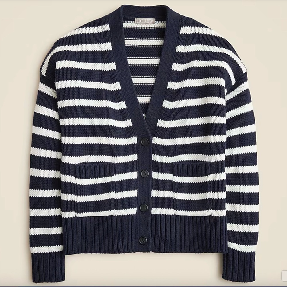 J. Crew Navy and White Striped Sweater